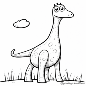 Simple Diplodocus Outline Coloring Pages for Preschoolers 1