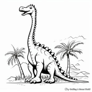 Simple Diplodocus Outline Coloring Pages for Preschoolers 4
