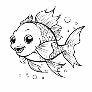Simple Dragon Fish Outline Coloring Pages for Young Children 1