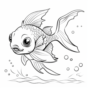 Simple Dragon Fish Outline Coloring Pages for Young Children 2
