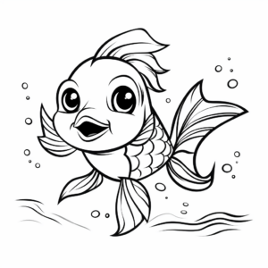 Simple Dragon Fish Outline Coloring Pages for Young Children 3