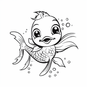 Simple Dragon Fish Outline Coloring Pages for Young Children 4