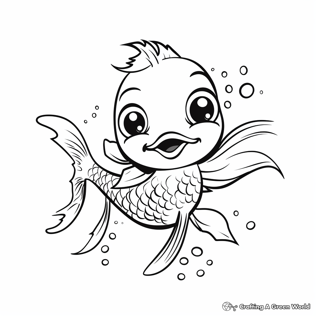Simple Dragon Fish Outline Coloring Pages for Young Children 4