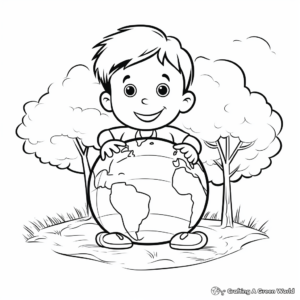 Simple Earth Day Coloring Pages for Kids 1