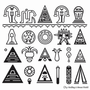 Simple Egyptian Symbols Coloring Pages for Kids 2