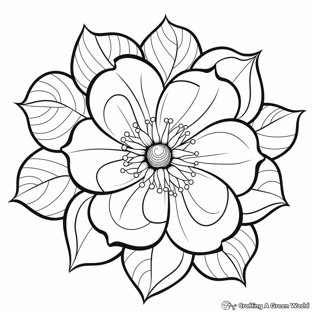 Simple Gardenia Mandala Coloring Pages for Kids 2