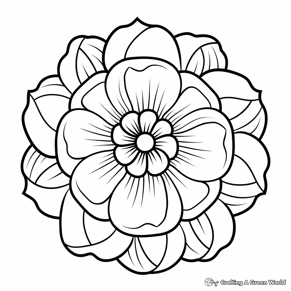 Simple Gardenia Mandala Coloring Pages for Kids 4