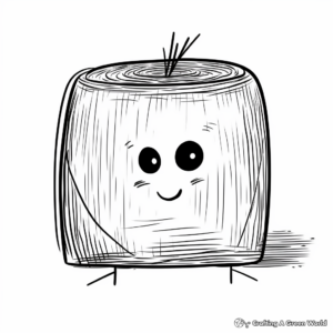 Simple Hay Bale Coloring Sheets for Kids 4