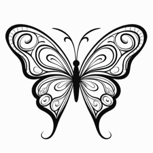 Simple Heart Butterfly Coloring Pages for Toddlers 1