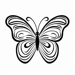 Simple Heart Butterfly Coloring Pages for Toddlers 2