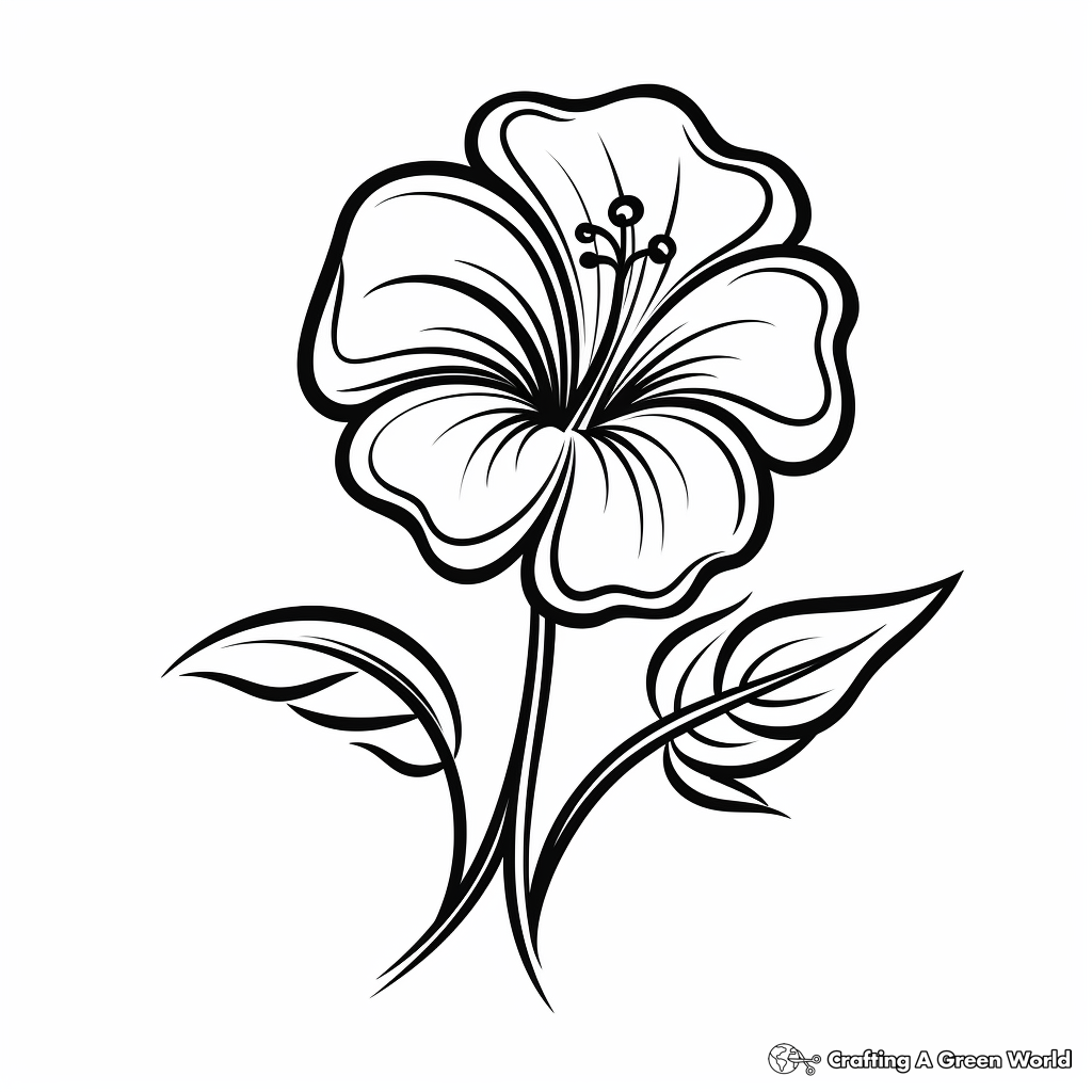 Simple Hibiscus Flower Coloring Sheets 1