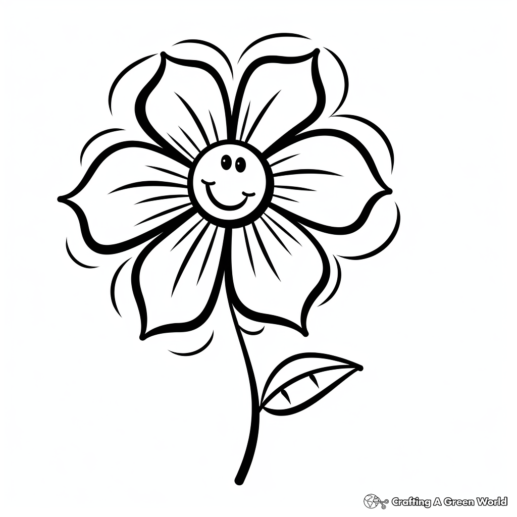 Simple Hibiscus Flower Coloring Sheets 2