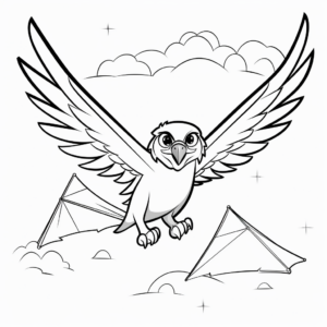 Simple Kite Flying Eagle Coloring Pages for Beginners 1