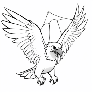 Simple Kite Flying Eagle Coloring Pages for Beginners 2