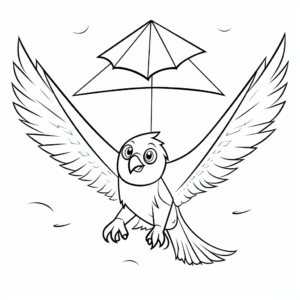 Simple Kite Flying Eagle Coloring Pages for Beginners 3