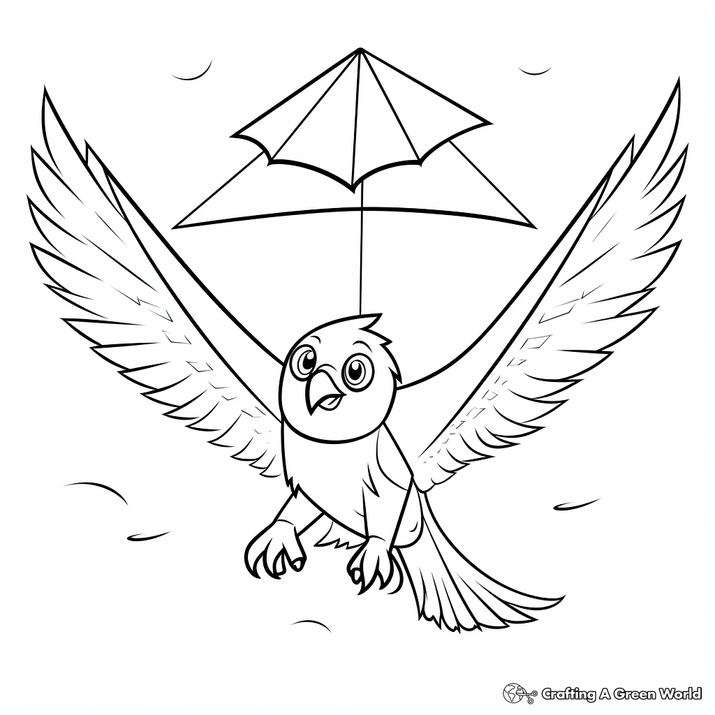 Simple Kite Flying Eagle Coloring Pages for Beginners 3