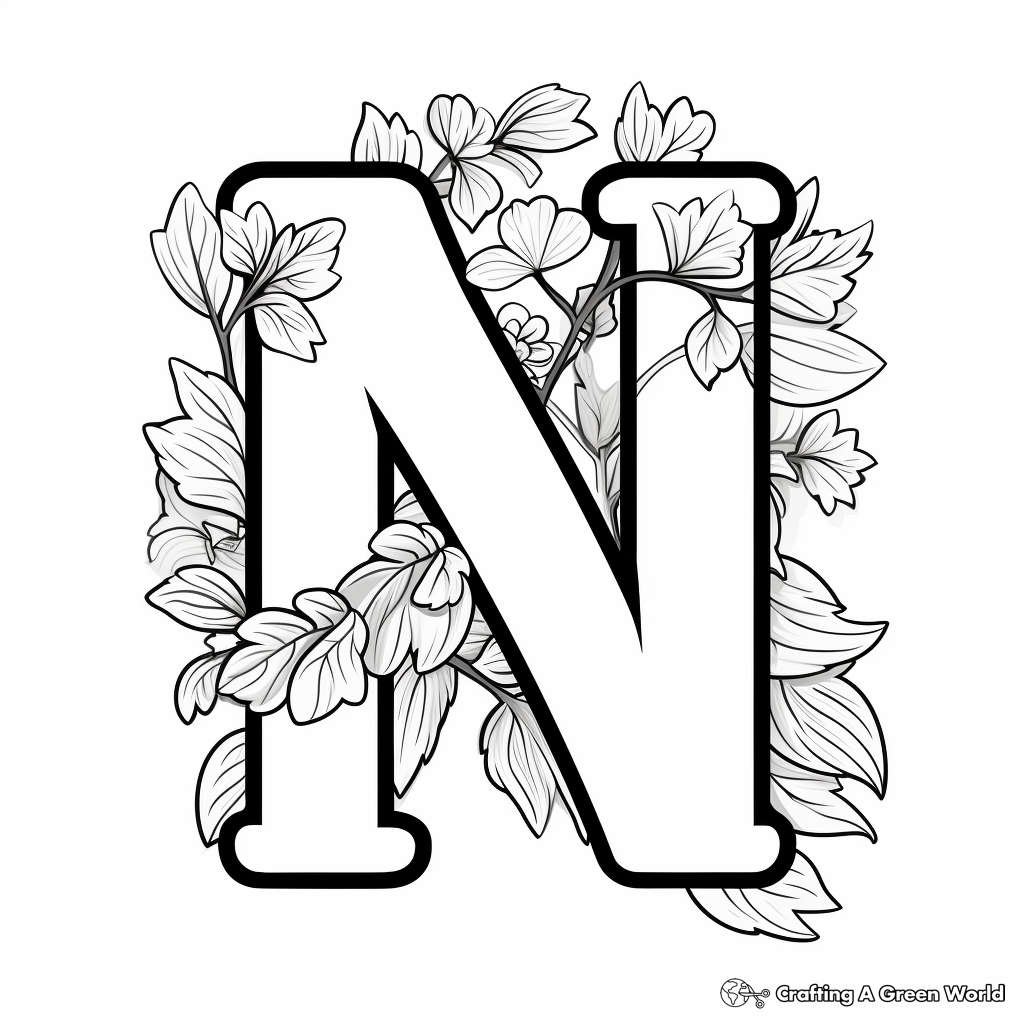 Simple Letter N Coloring Sheets for Toddlers 2