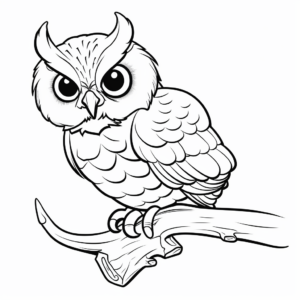 Simple Line Art Great Horned Owl Coloring Pages for Small Kids 3