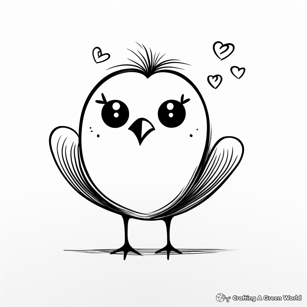 Simple Love Bird Coloring Pages for Preschooler 1