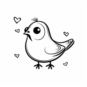 Simple Love Bird Coloring Pages for Preschooler 3