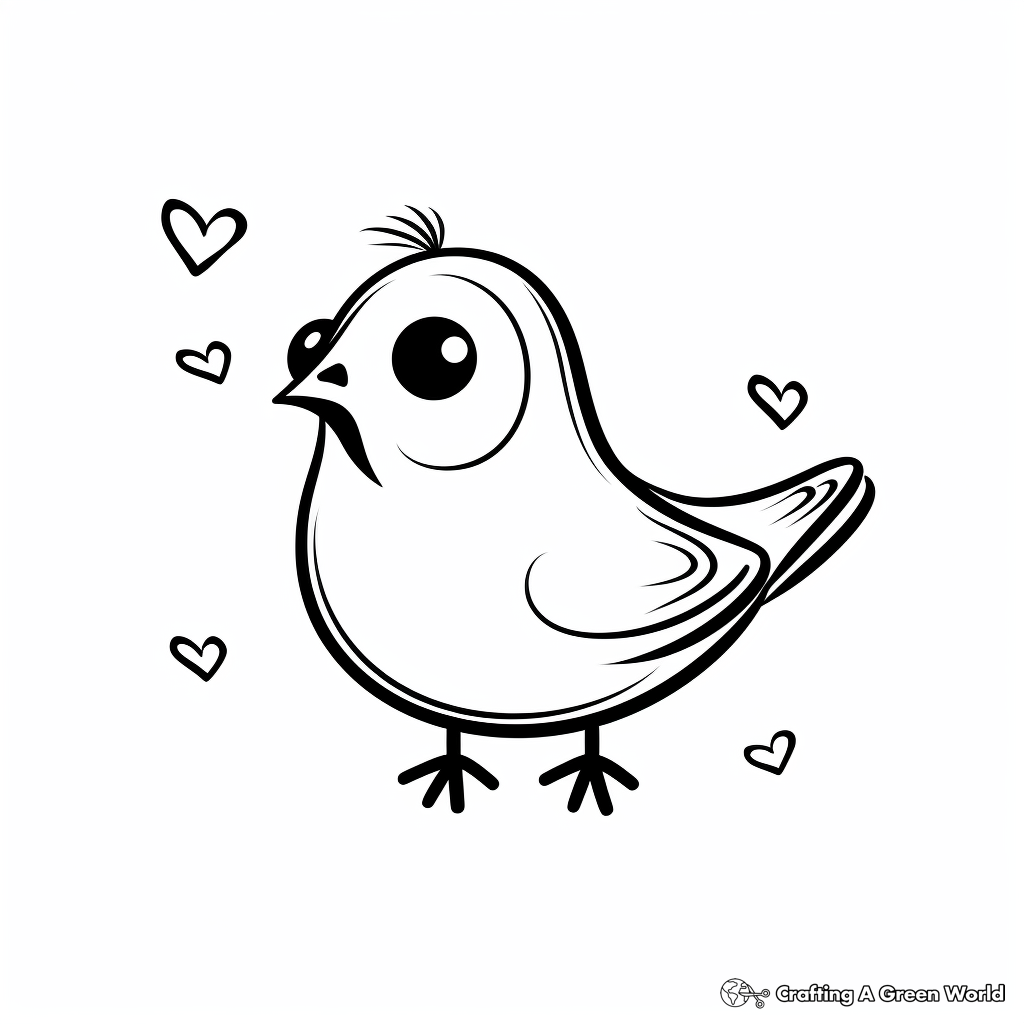 Simple Love Bird Coloring Pages for Preschooler 3