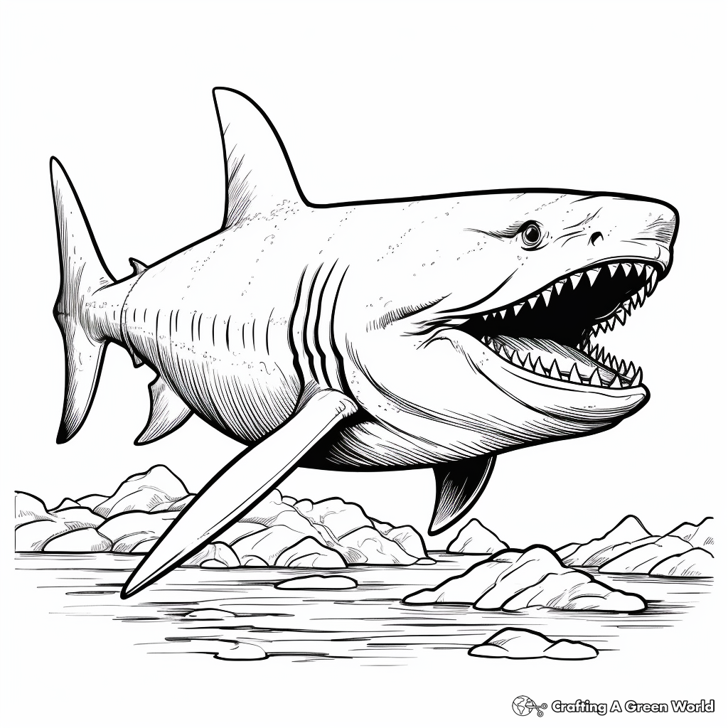 Simple Megalodon Coloring Pages for Beginners 1