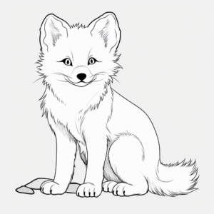 Simple Outline Arctic Fox Coloring Pages for Kids 2