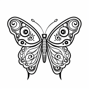 Simple Peacock Butterfly Mandala Coloring Pages for Kids 4