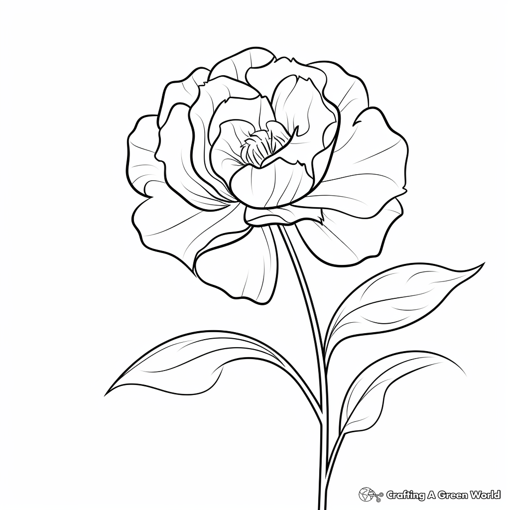 Simple Peony Flower Coloring Pages for Kids 4