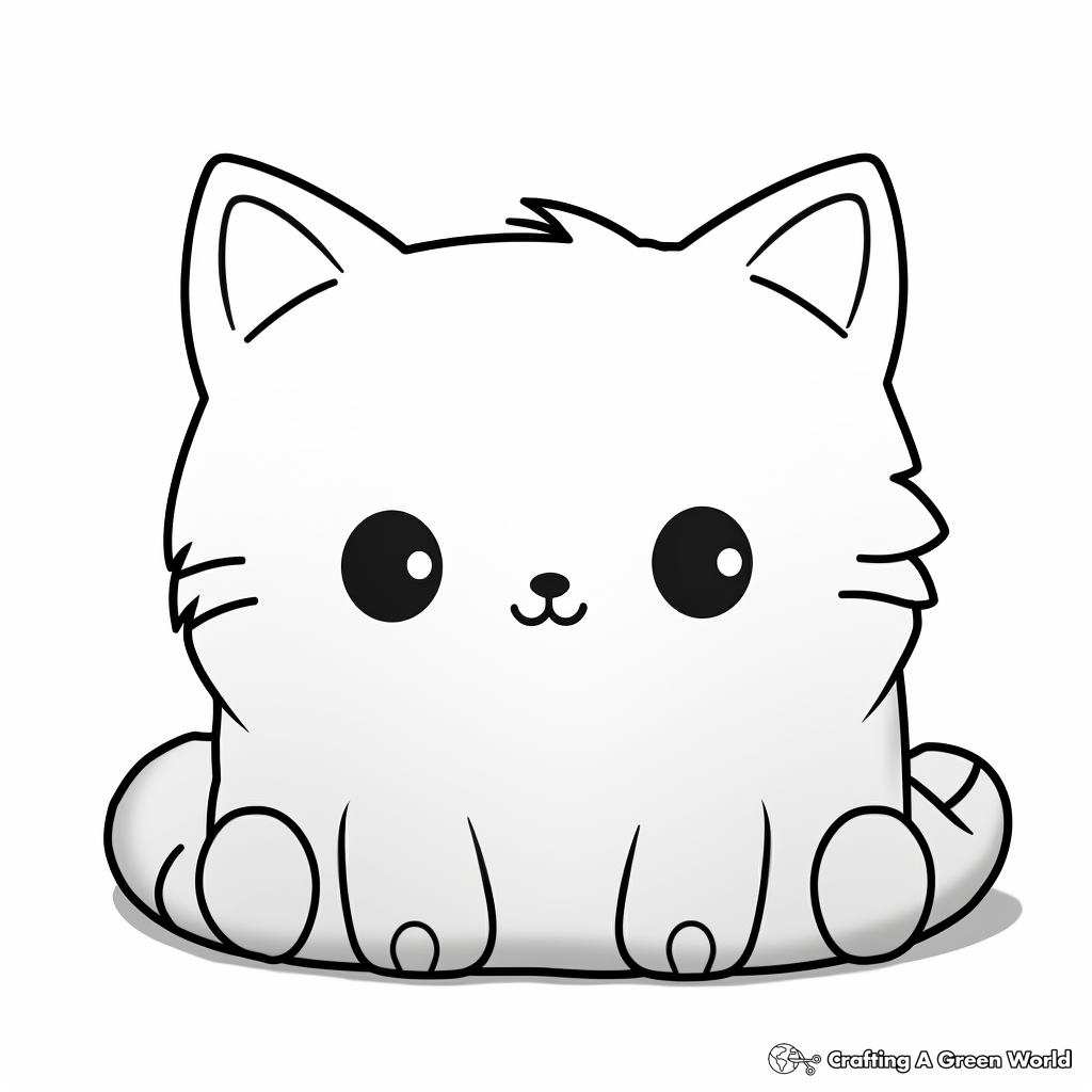 Simple Pillow Cat Coloring Pages for Kids 3