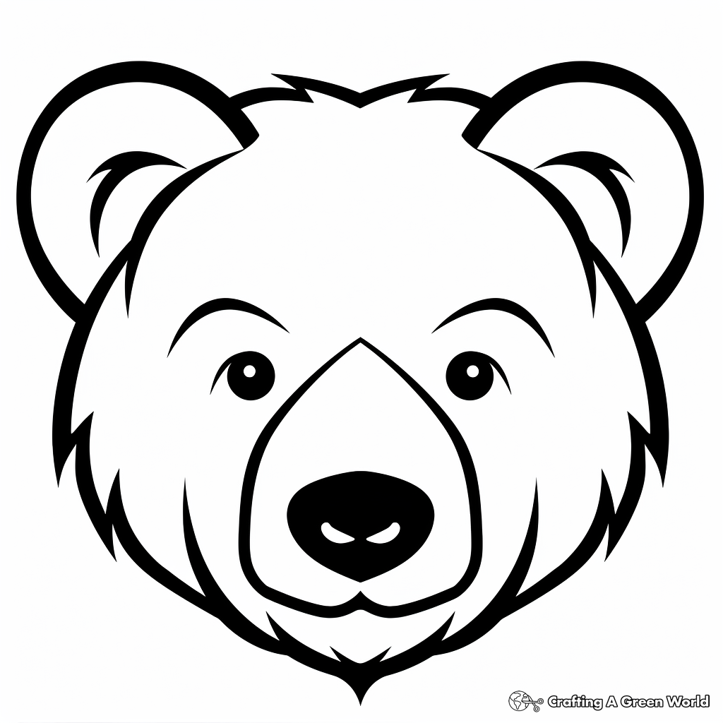 Simple Polar Bear Head Coloring Pages for Kids 1
