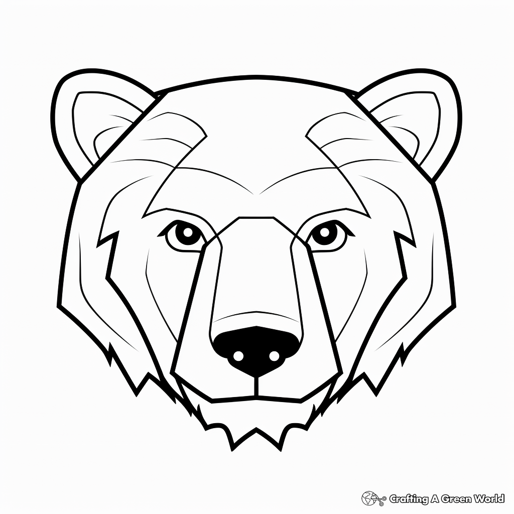 Simple Polar Bear Head Coloring Pages for Kids 2