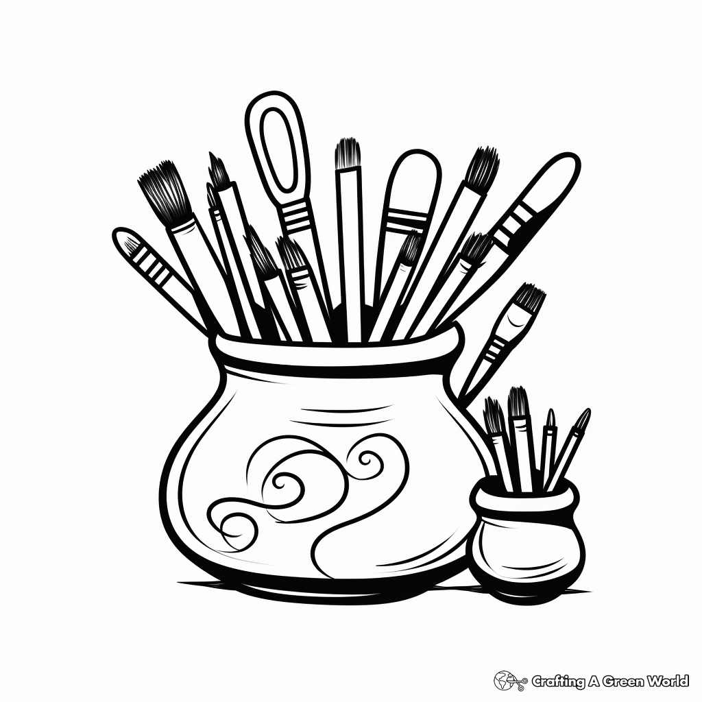Simple Pottery Tools Coloring Pages for Kids 1