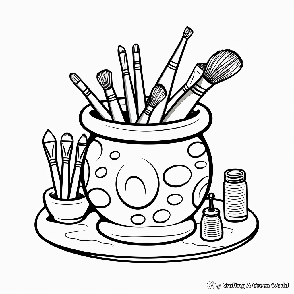 Simple Pottery Tools Coloring Pages for Kids 2