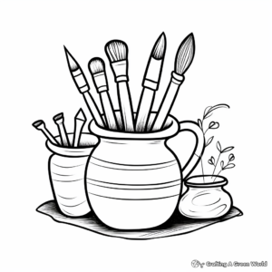 Simple Pottery Tools Coloring Pages for Kids 4