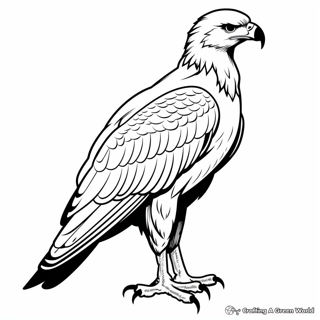 Simple Red Tailed Hawk Silhouette Coloring Pages for Kids 2