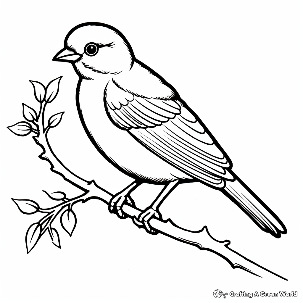 Simple Red-Winged Blackbird Coloring Pages for Preschoolers 1