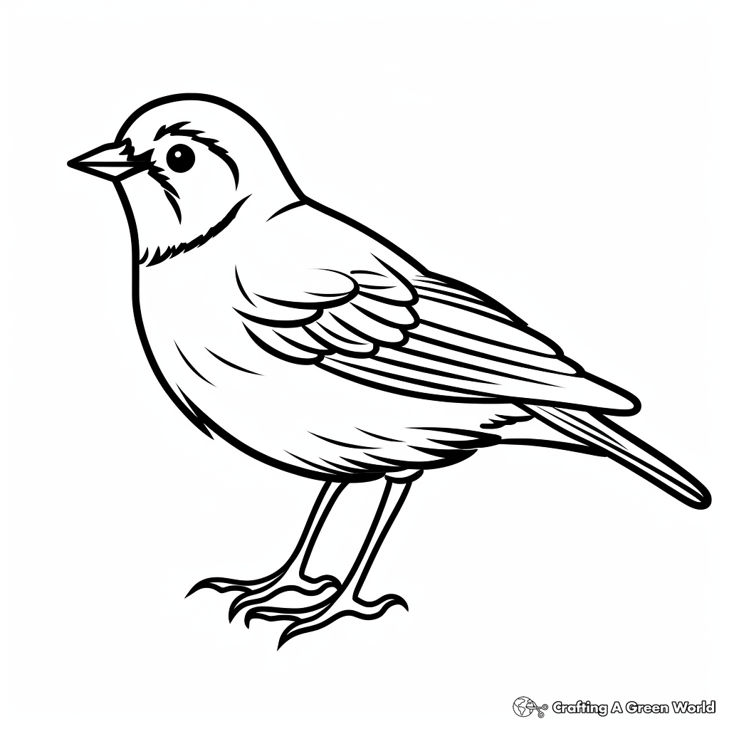 Simple Red-Winged Blackbird Coloring Pages for Preschoolers 2