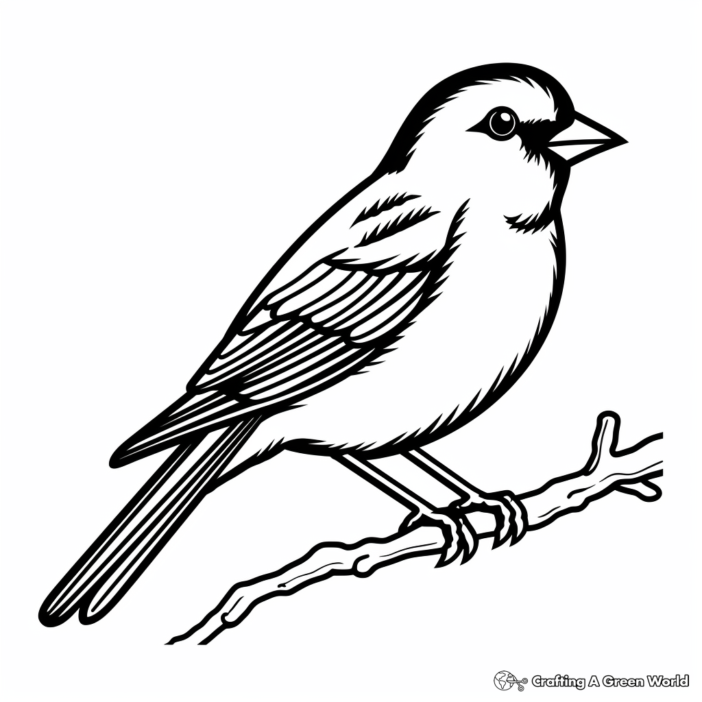 Simple Red-Winged Blackbird Coloring Pages for Preschoolers 3
