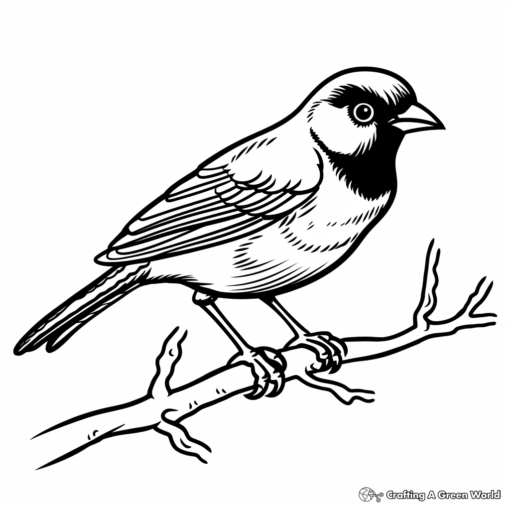 Simple Red-Winged Blackbird Coloring Pages for Preschoolers 4