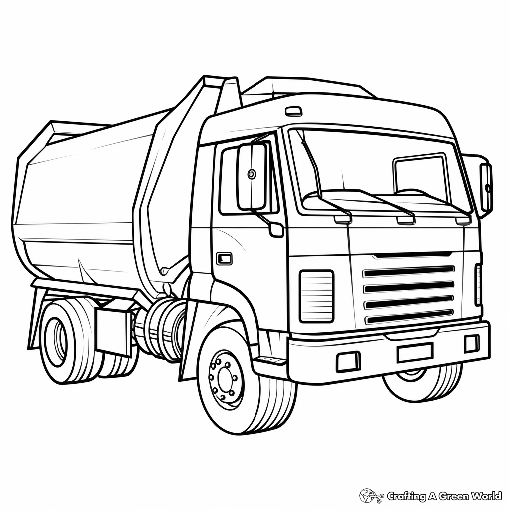 Simple Rubbish Truck Coloring Pages for Beginners 1