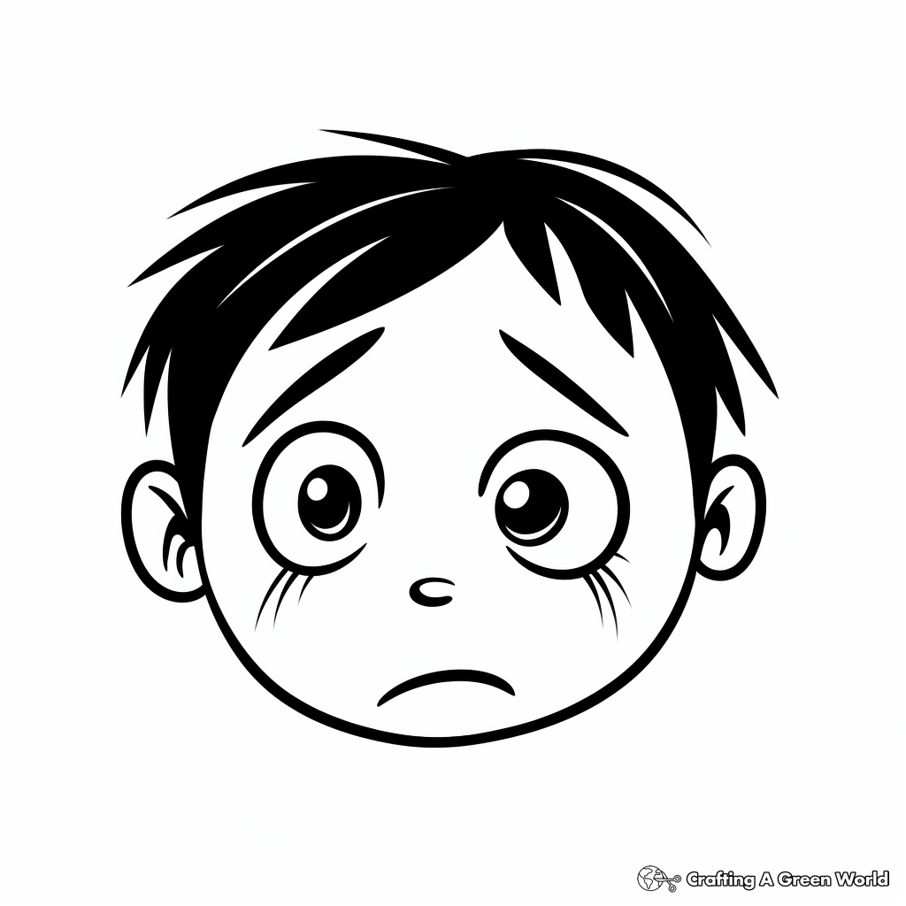 Simple Sad Face Coloring Pages for Kids 4