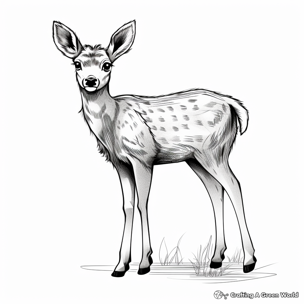 Simple Spotted Deer Coloring Pages 1