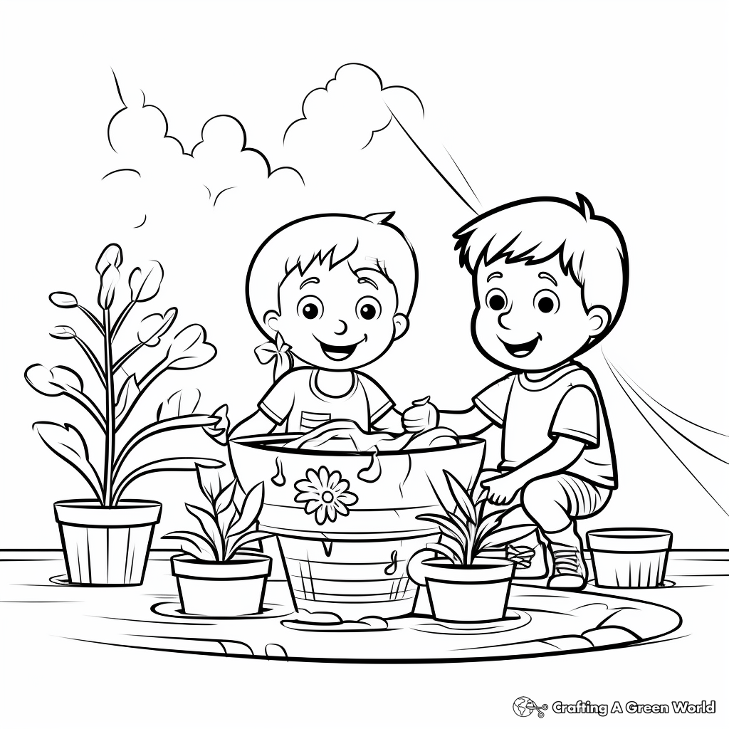 Simple Springtime Activities Coloring Pages 1