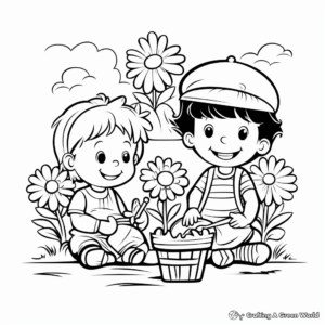 Simple Springtime Activities Coloring Pages 3