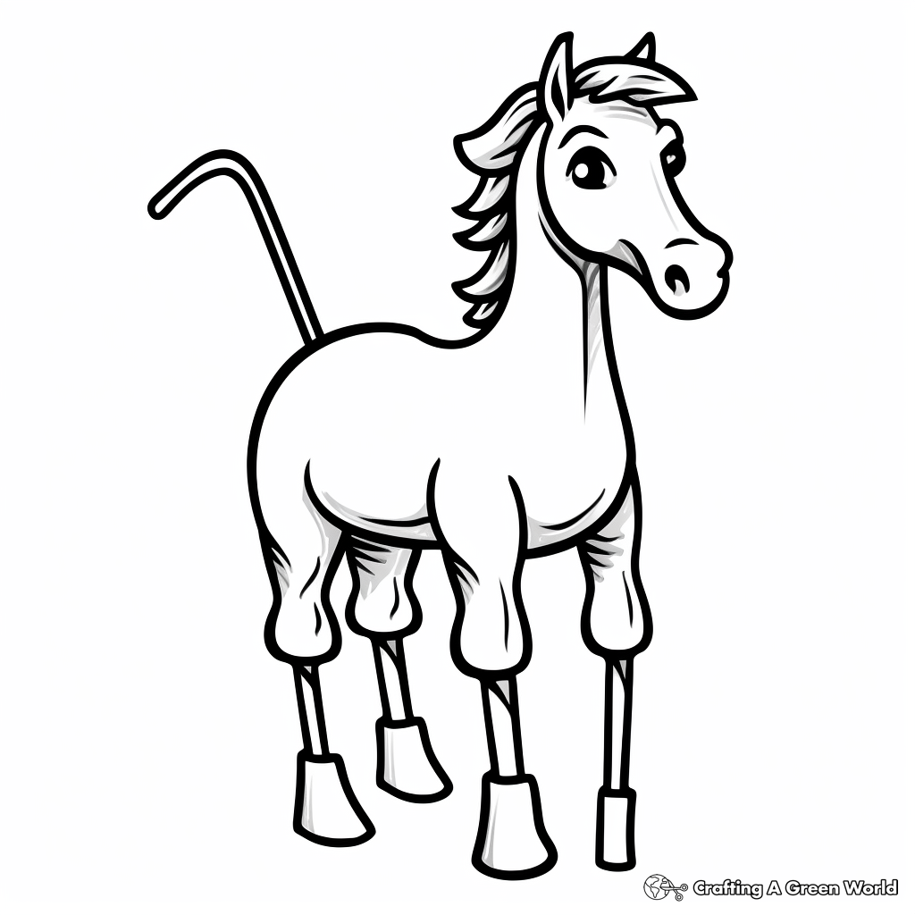 Simple Stick Horse Coloring Pages for Young Children 2