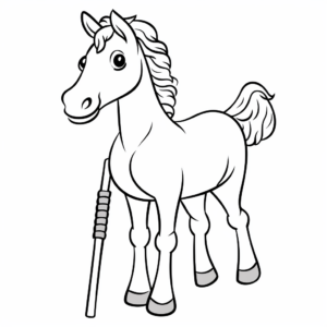 Simple Stick Horse Coloring Pages for Young Children 3