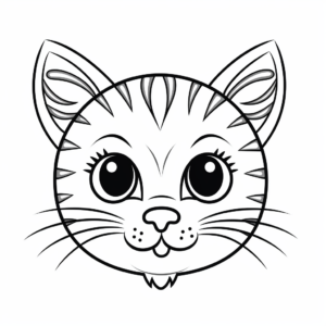Simple Tabby Cat Face Coloring Pages for Beginners 1