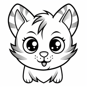Simple Tabby Cat Face Coloring Pages for Beginners 2