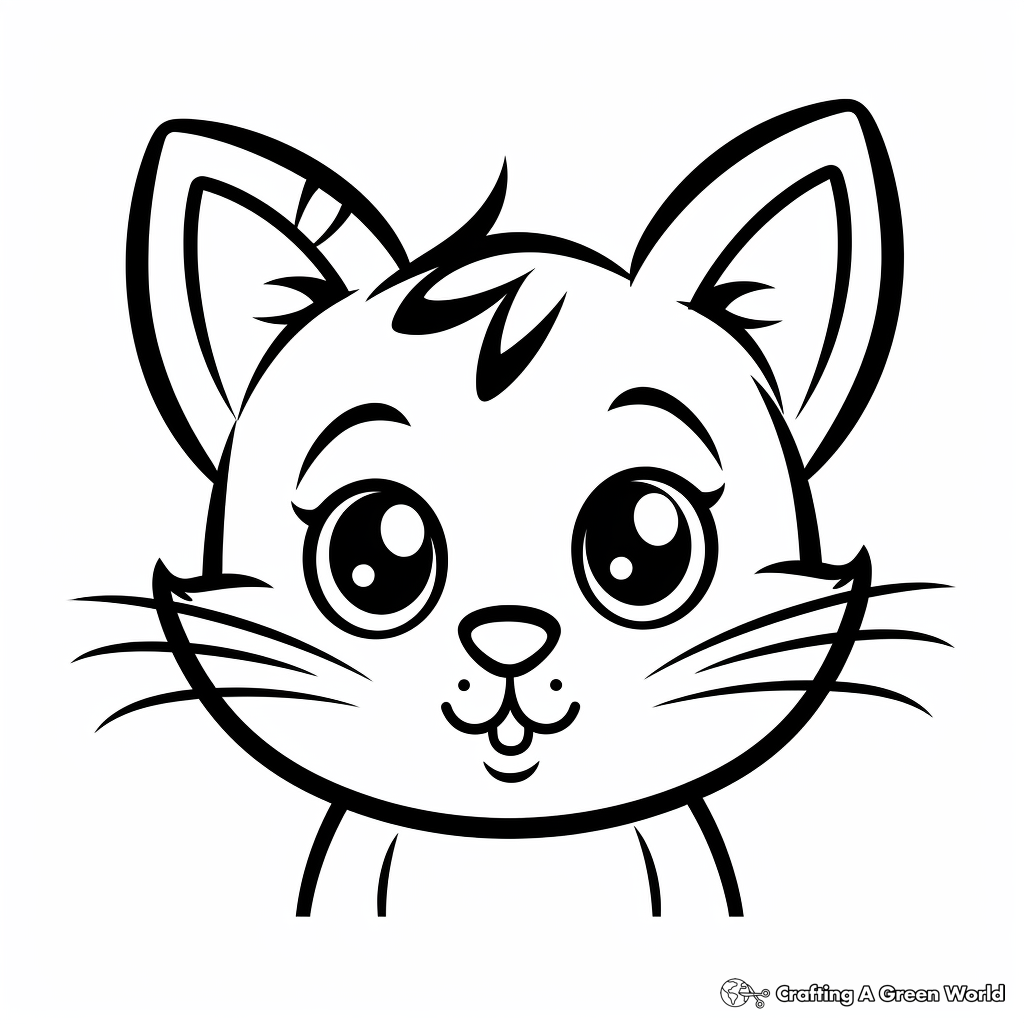 Simple Tabby Cat Face Coloring Pages for Beginners 3